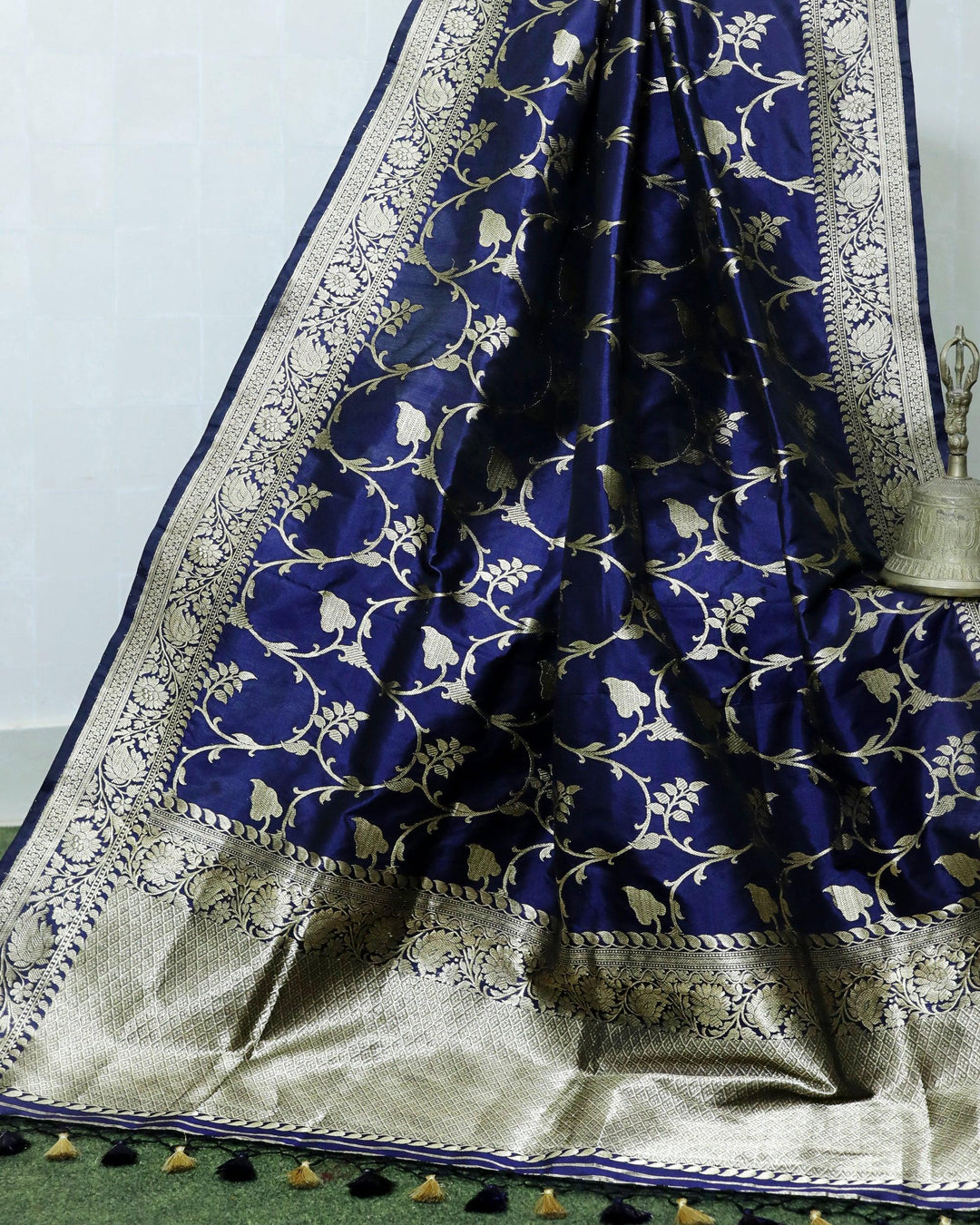 Blue and fashion Gold Silk Banarasi Dupatta