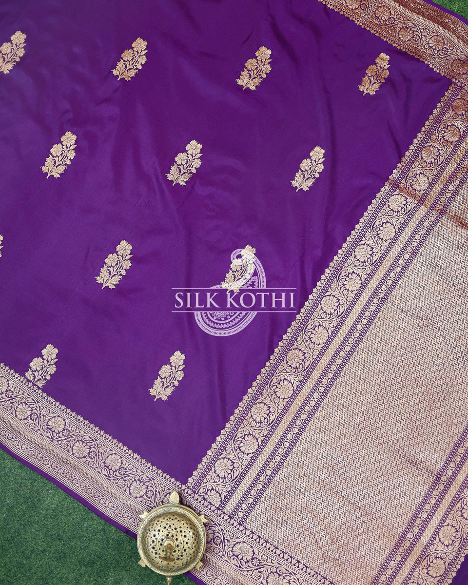 VIOLET KADHWA KATAN SILK BANARASI HANDLOOM SAREE – SILK KOTHI